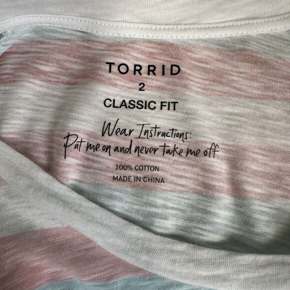 Torrid T-Shirt Women's Size 2 Multicolor Striped Classic Fit Short Sleeve Top 2X - Picture 5 of 10